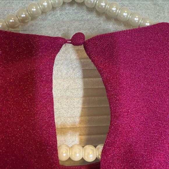 ML Monique Lhuillier Purple Metallic Knit Dress💚 - Picture 14 of 15